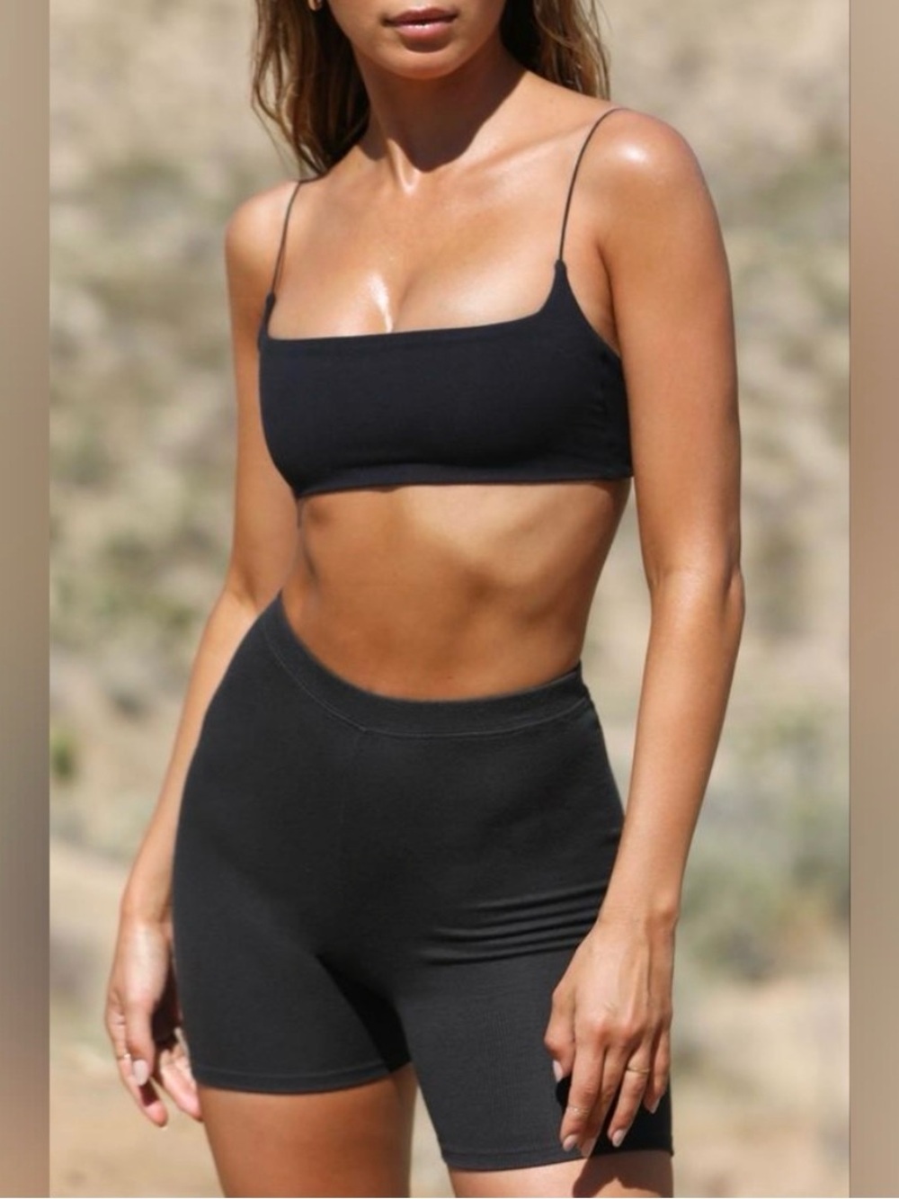 Joah Brown Black Ribbed Bike Shorts